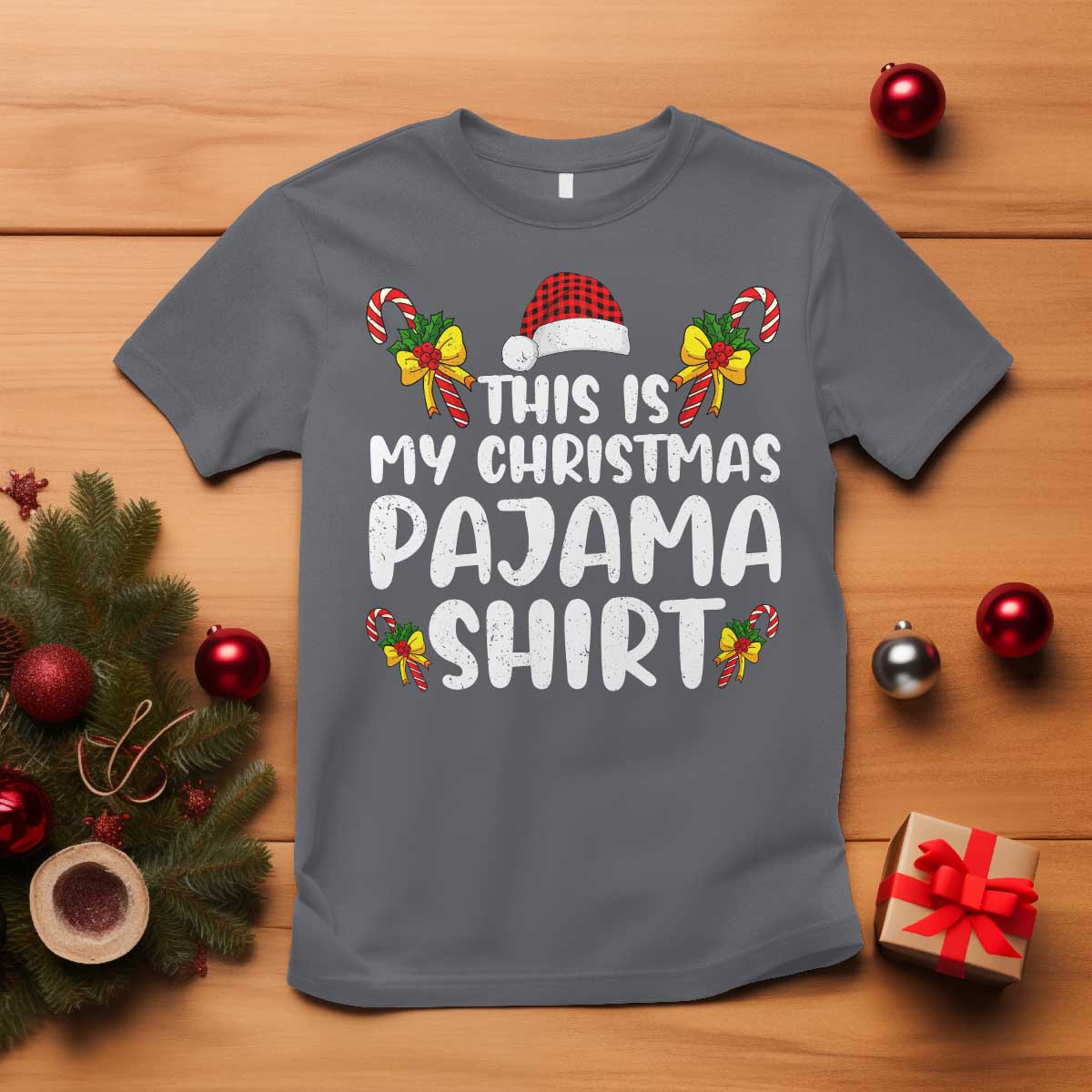 Funny Christmas T Shirt This Is My Christmas Pajama Shirt TS10 Charcoal Print Your Wear