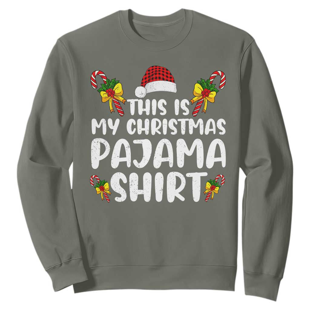 Funny Christmas Sweatshirt This Is My Christmas Pajama Shirt TS10 Military Green Print Your Wear