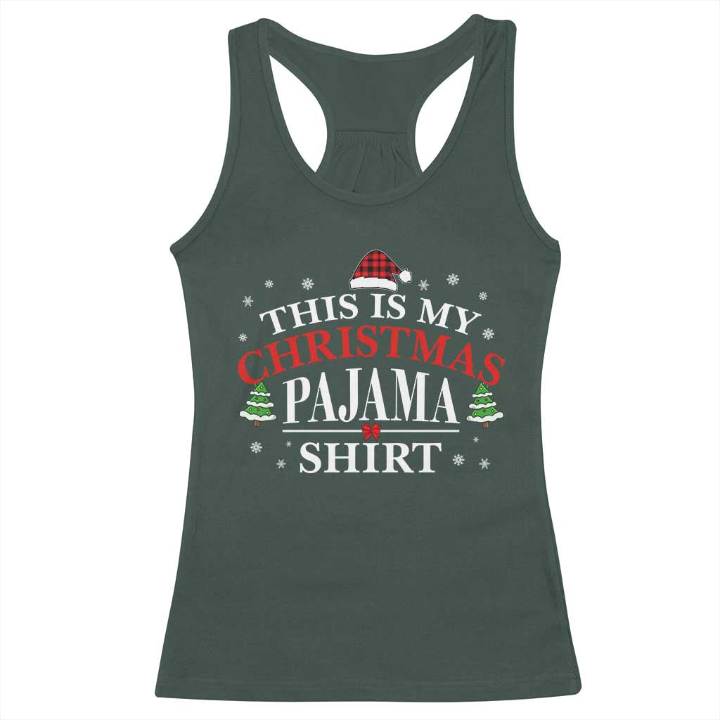 Funny Christmas Pajama Racerback Tank Top PJ PJS for Family TS10 Dark Forest Green Print Your Wear