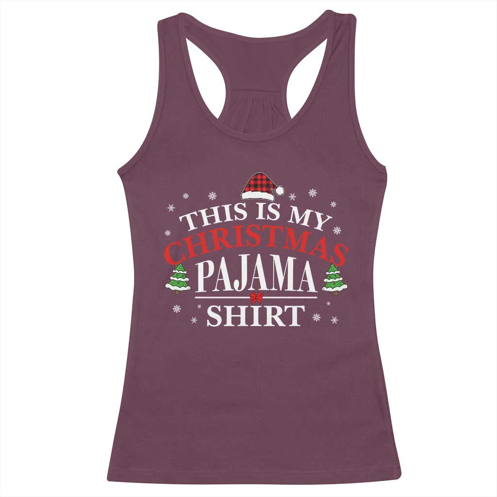 Funny Christmas Pajama Racerback Tank Top PJ PJS for Family TS10 Maroon Print Your Wear