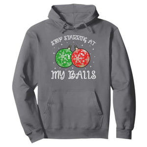 Funny Christmas Hoodie Stop Staring At My Balls Funny Dirty Christmas Adult Humor TS10 Charcoal Print Your Wear