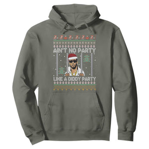 Funny Christmas Hoodie Ain't No Party Like a Diddy Party Ugly Christmas Sweater TS10 Military Green Print Your Wear