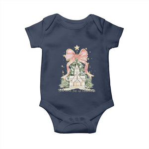Christian Christmas Baby Onesie Oh Come Let Us Adore Him Nativity Christmas Tree Bow TS10 Navy Print Your Wear
