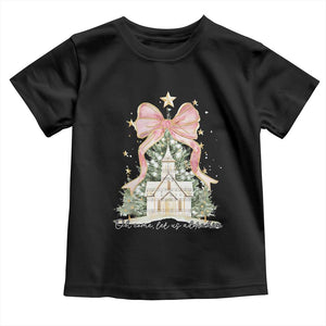 Christian Christmas Toddler T Shirt Oh Come Let Us Adore Him Nativity Christmas Tree Bow TS10 Black Print Your Wear