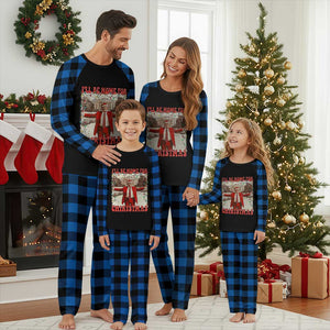 Funny Trump Pink Plaid Pajama Set I'll Be Home For Christmas Santa Pajamas TS10 Blue Plaid Print Your Wear