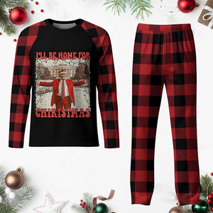 Funny Trump Pink Plaid Pajama Set I'll Be Home For Christmas Santa Pajamas TS10 Buffalo Plaid Print Your Wear