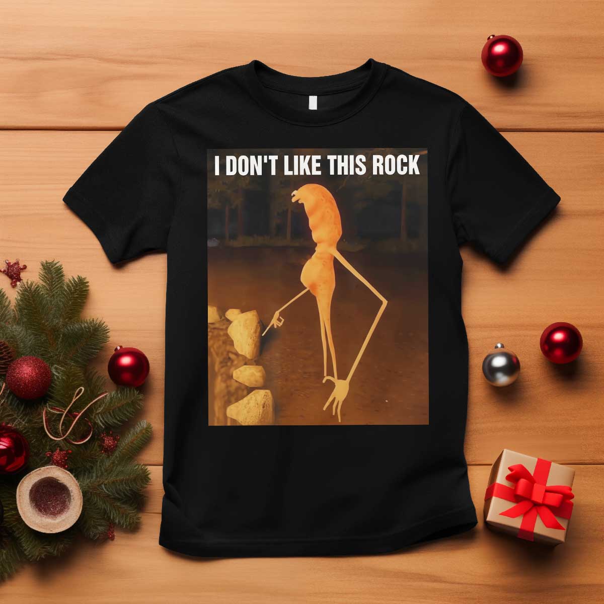 Marcus The Worm Christmas T Shirt I Don't Like This Rock Funny Meme TS10 Black Print Your Wear
