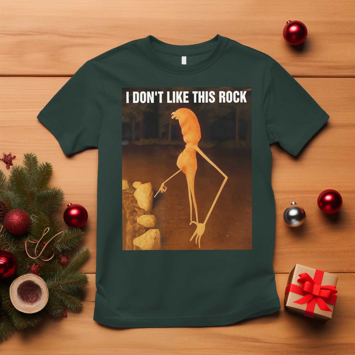 Marcus The Worm Christmas T Shirt I Don't Like This Rock Funny Meme TS10 Dark Forest Green Print Your Wear