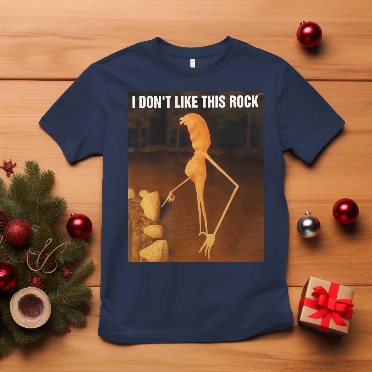 Marcus The Worm Christmas T Shirt I Don't Like This Rock Funny Meme TS10 Navy Print Your Wear