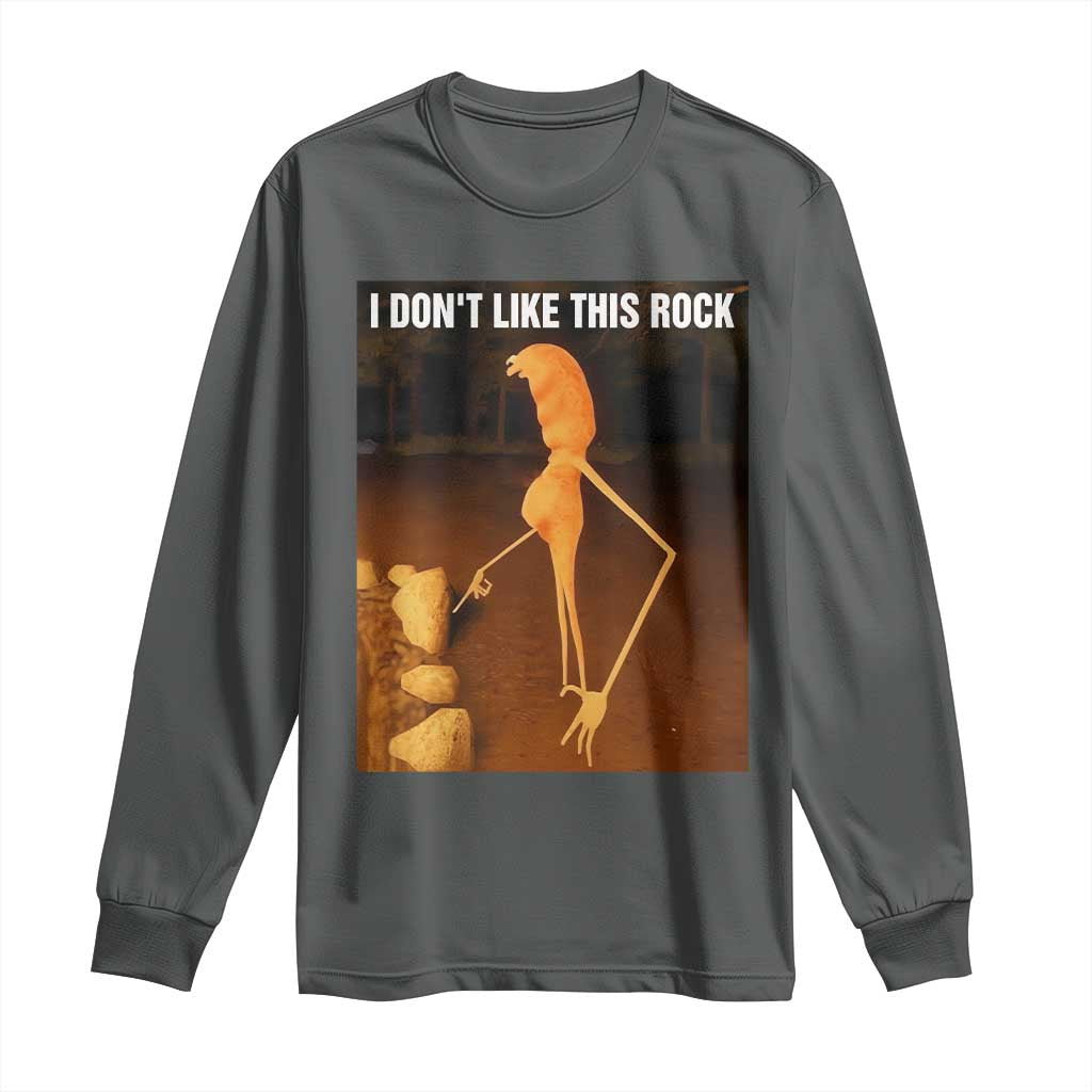 Marcus The Worm Christmas Long Sleeve Shirt I Don't Like This Rock Funny Meme TS10 Dark Heather Print Your Wear