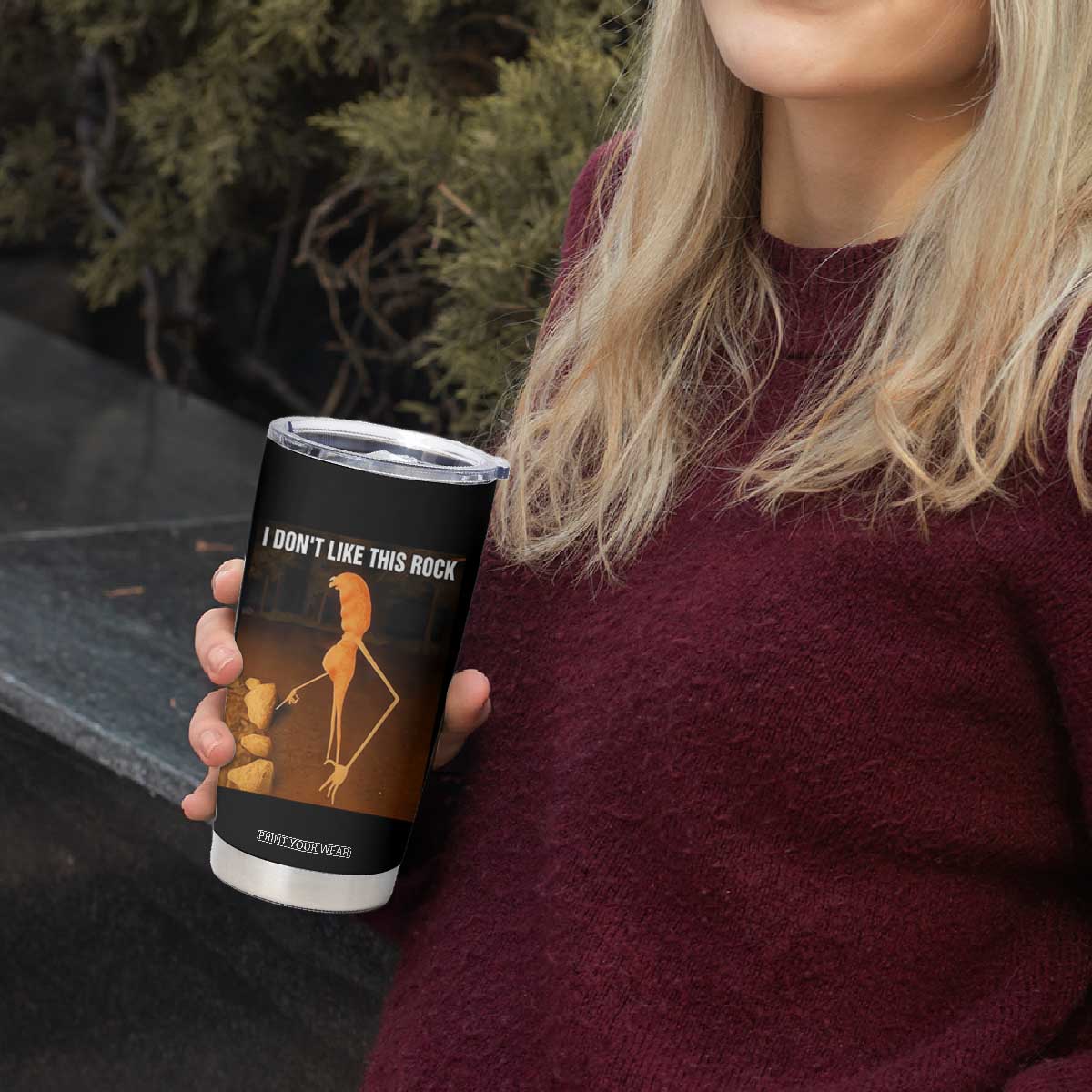 Marcus The Worm Christmas Tumbler Cup I Don't Like This Rock Funny Meme TS10 Print Your Wear