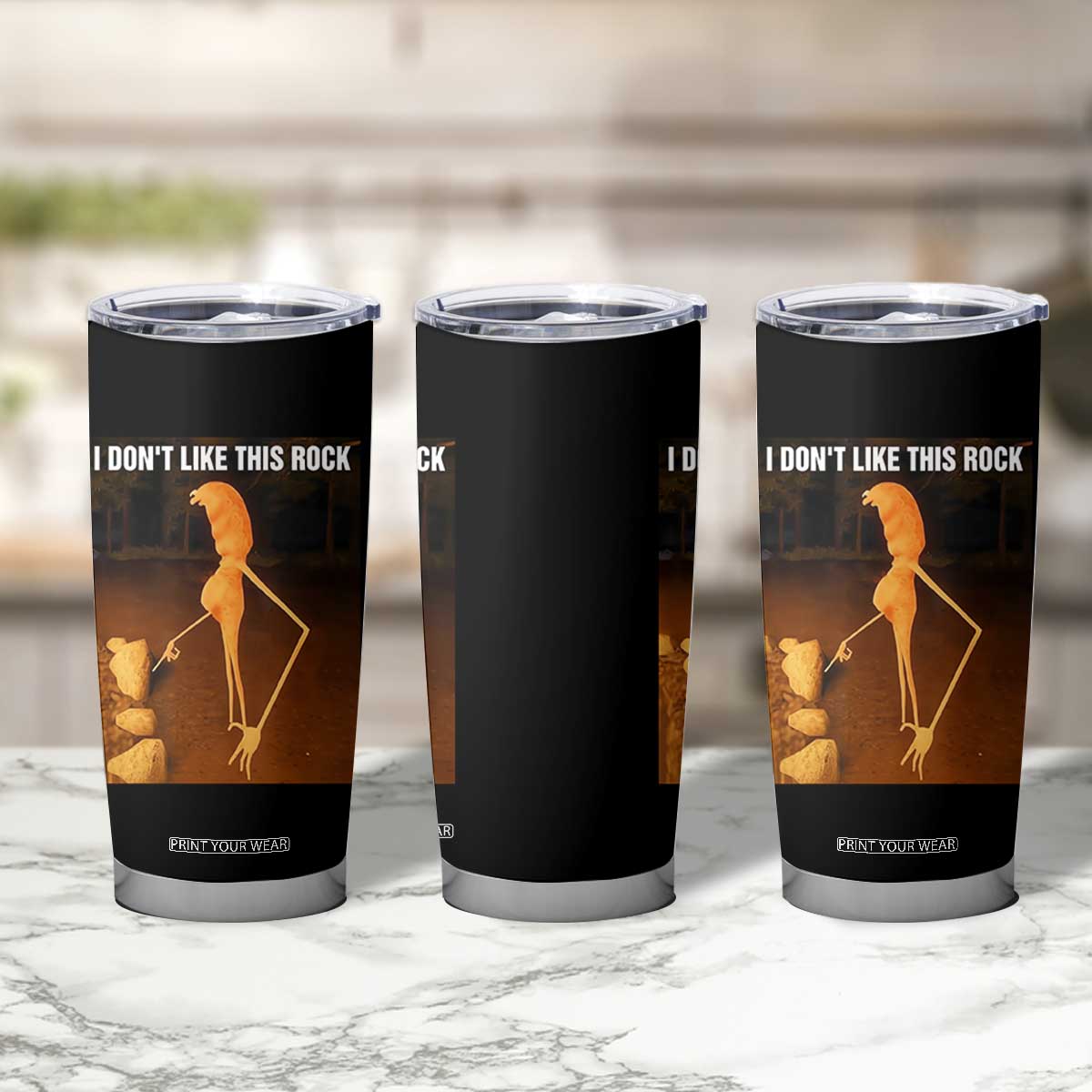 Marcus The Worm Christmas Tumbler Cup I Don't Like This Rock Funny Meme TS10 Print Your Wear
