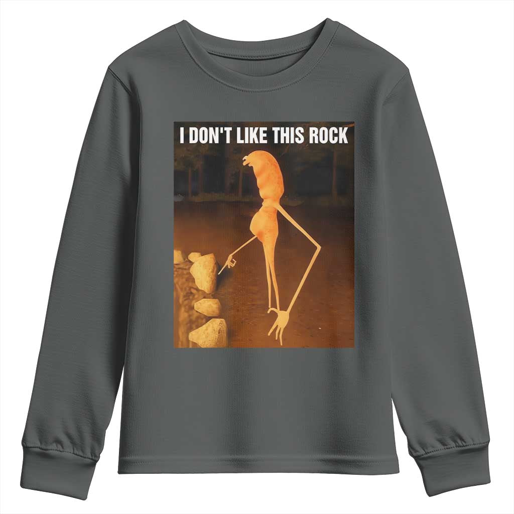 Marcus The Worm Christmas Youth Sweatshirt I Don't Like This Rock Funny Meme TS10 Dark Heather Print Your Wear