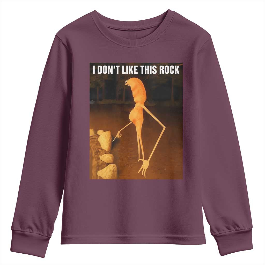 Marcus The Worm Christmas Youth Sweatshirt I Don't Like This Rock Funny Meme TS10 Maroon Print Your Wear