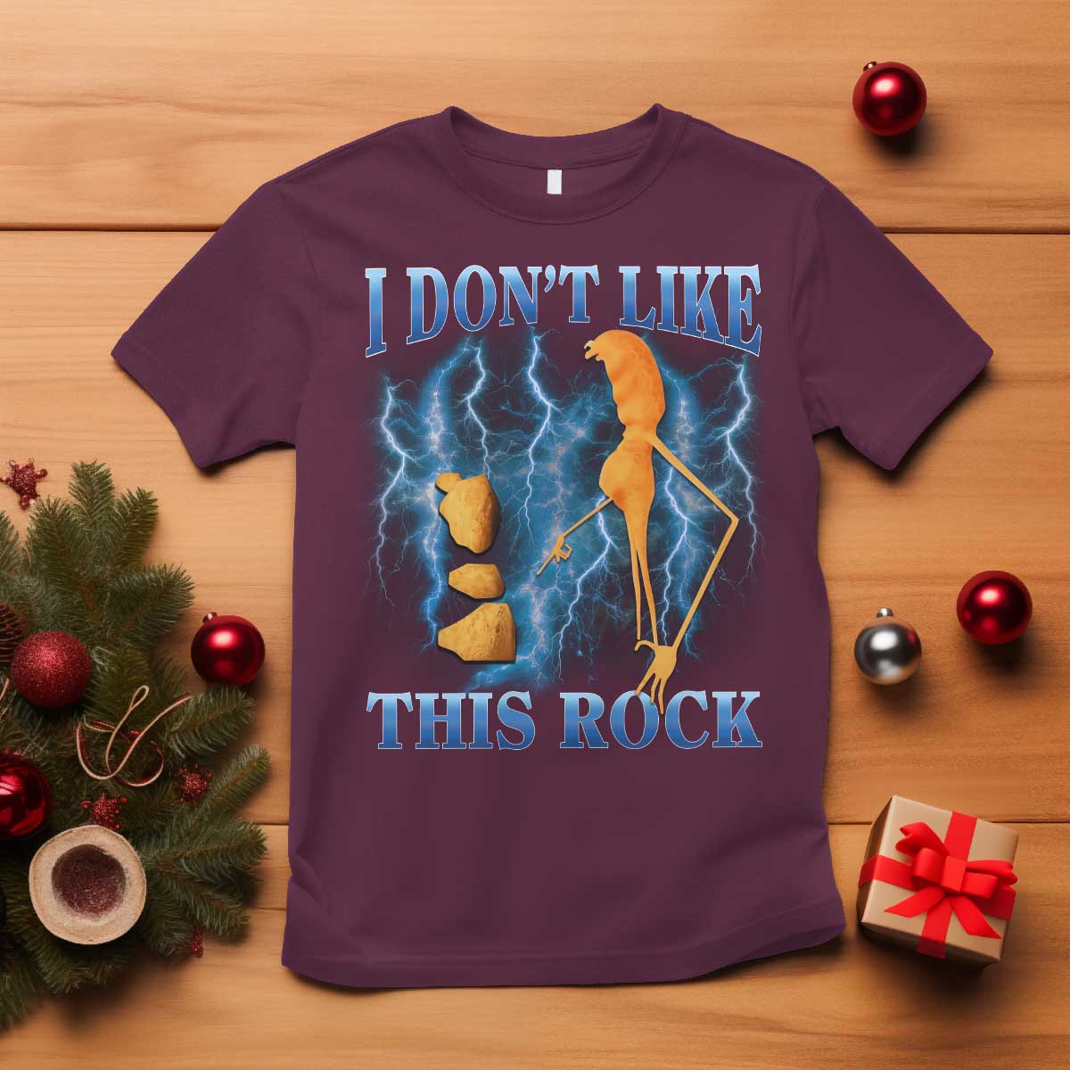 Funny Christmas Marcus The Worm T Shirt I Don't Like This Rock Brain Rot TS10 Maroon Print Your Wear