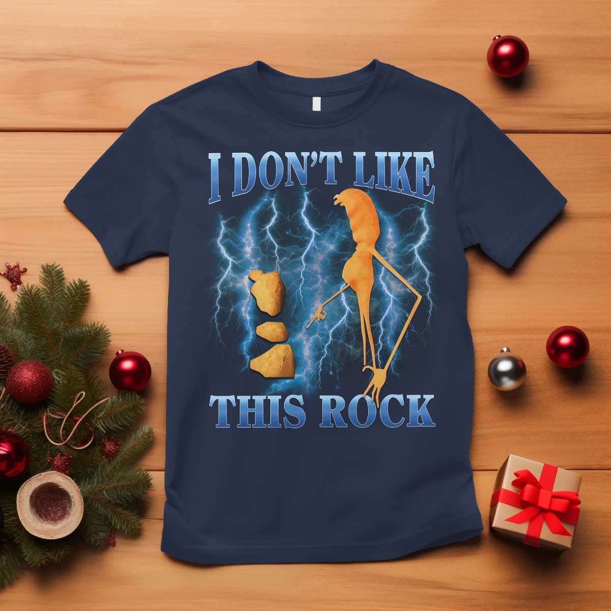 Funny Christmas Marcus The Worm T Shirt I Don't Like This Rock Brain Rot TS10 Navy Print Your Wear