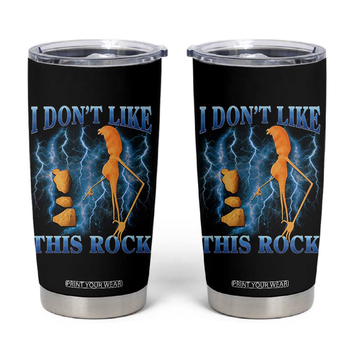 Funny Christmas Marcus The Worm Tumbler Cup I Don't Like This Rock Brain Rot TS10 Black Print Your Wear