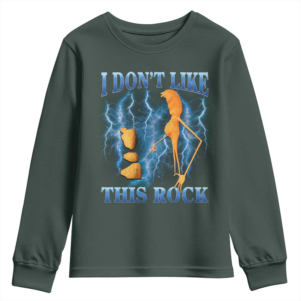 Funny Christmas Marcus The Worm Youth Sweatshirt I Don't Like This Rock Brain Rot TS10 Dark Forest Green Print Your Wear