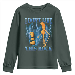 Funny Christmas Marcus The Worm Youth Sweatshirt I Don't Like This Rock Brain Rot TS10 Dark Forest Green Print Your Wear