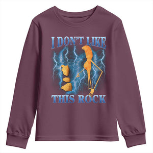 Funny Christmas Marcus The Worm Youth Sweatshirt I Don't Like This Rock Brain Rot TS10 Maroon Print Your Wear