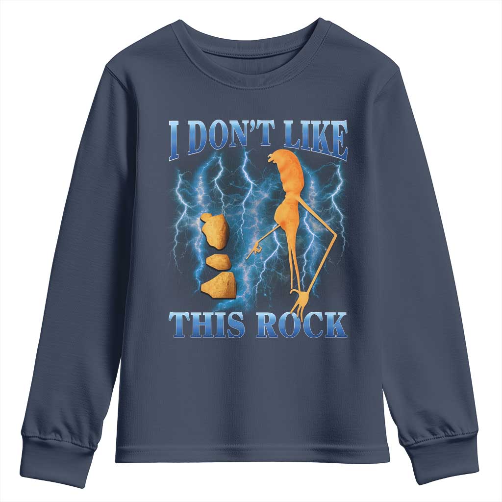Funny Christmas Marcus The Worm Youth Sweatshirt I Don't Like This Rock Brain Rot TS10 Navy Print Your Wear