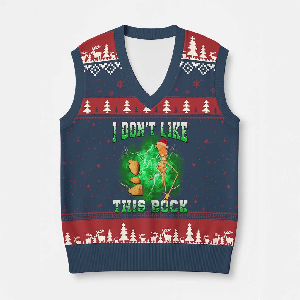 Funny Marcus The Worm V-Neck Knit Sweater Vest I Don't Like This Rock Brain Rot TS10 Navy Red Print Your Wear