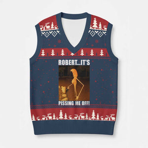Marcus The Worm Meme V-Neck Knit Sweater Vest Robert Its Pissing Me Off TS10 Navy Red Print Your Wear