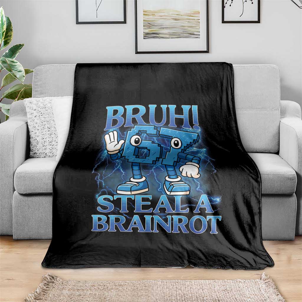 Bruh 6 7 Steal a Brainrot Throw Blanket 6-7 Funny Brainrot Meme Six Seven Bootleg TS10 Print Your Wear