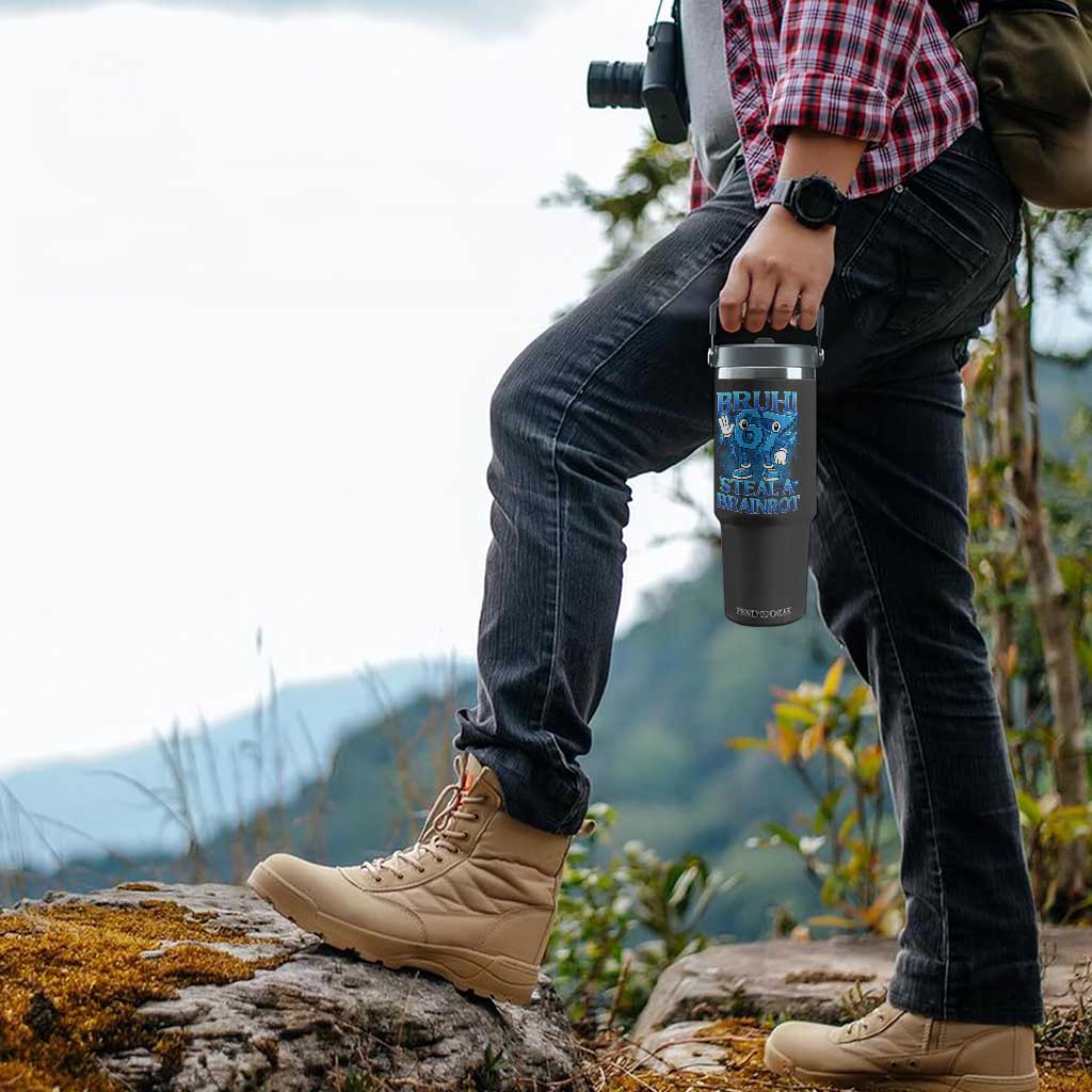 Bruh 6 7 Steal a Brainrot Flip Straw Tumbler 6-7 Funny Brainrot Meme Six Seven Bootleg TS10 Print Your Wear