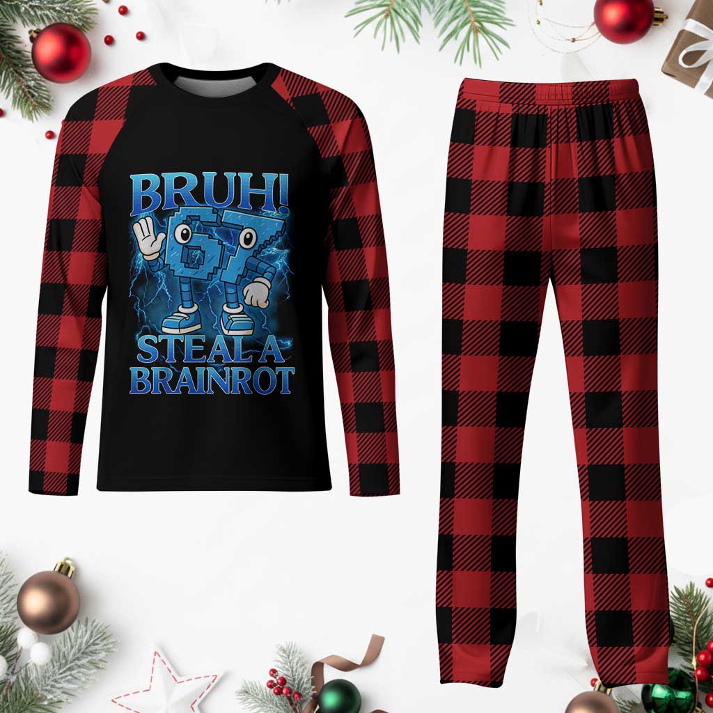 Bruh 6 7 Steal a Brainrot Plaid Pajama Set 6-7 Funny Brainrot Meme Six Seven Bootleg TS10 Buffalo Plaid Print Your Wear