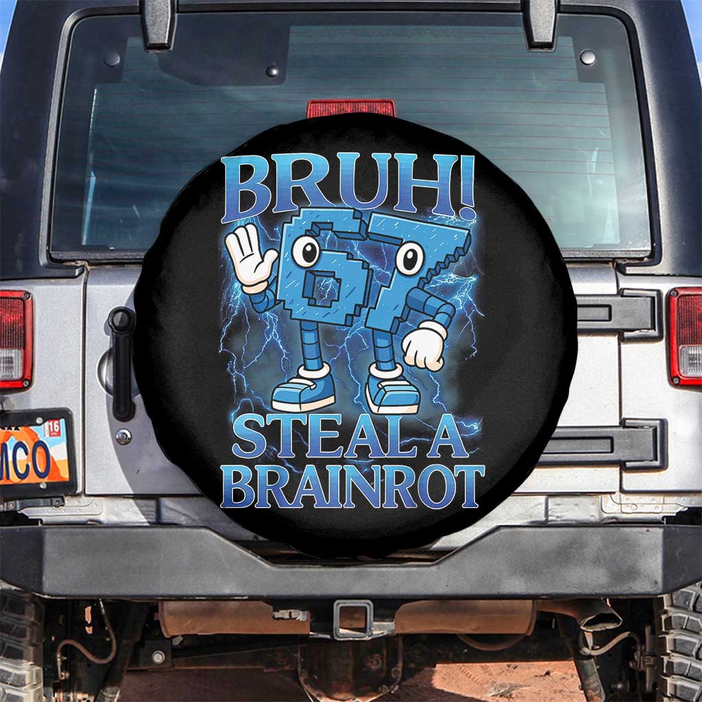 Bruh 6 7 Steal a Brainrot Spare Tire Cover 6-7 Funny Brainrot Meme Six Seven Bootleg TS10 No hole Black Print Your Wear