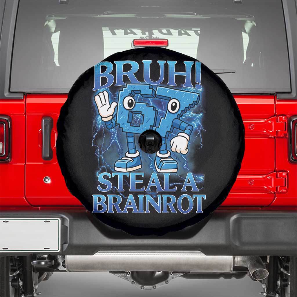 Bruh 6 7 Steal a Brainrot Spare Tire Cover 6-7 Funny Brainrot Meme Six Seven Bootleg TS10 Black Print Your Wear