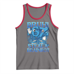 Bruh 6 7 Steal a Brainrot Tank Top 6-7 Funny Brainrot Meme Six Seven Bootleg TS10 Deep Heather Red Print Your Wear