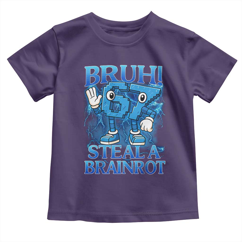 Bruh 6 7 Steal a Brainrot Toddler T Shirt 6-7 Funny Brainrot Meme Six Seven Bootleg TS10 Purple Print Your Wear