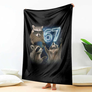Funny 67 Raccoon Meme Throw Blanket Howling at The Moon Funny Six Seven Weird Cursed TS10 Print Your Wear