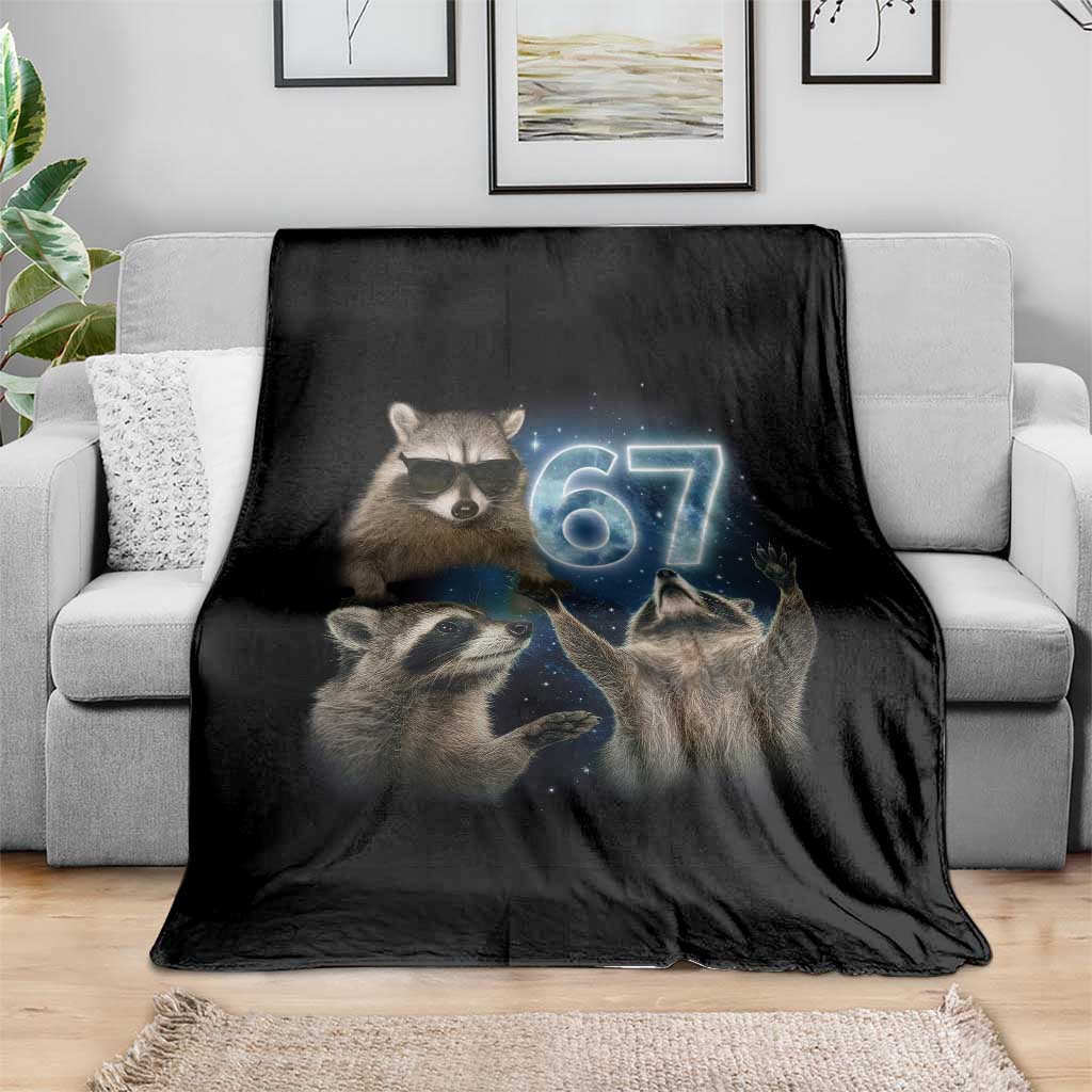 Funny 67 Raccoon Meme Throw Blanket Howling at The Moon Funny Six Seven Weird Cursed TS10 Print Your Wear
