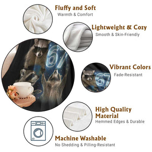 Funny 67 Raccoon Meme Throw Blanket Howling at The Moon Funny Six Seven Weird Cursed TS10 Print Your Wear