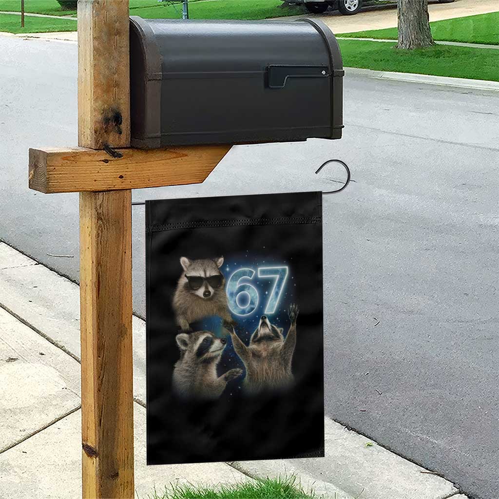 Funny 67 Raccoon Meme Garden Flag Howling at The Moon Funny Six Seven Weird Cursed TS10 Print Your Wear