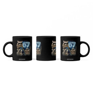 Funny 67 Raccoon Meme Coffee Mug Howling at The Moon Funny Six Seven Weird Cursed TS10 Print Your Wear