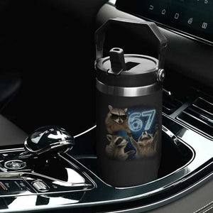 Funny 67 Raccoon Meme Flip Straw Tumbler Howling at The Moon Funny Six Seven Weird Cursed TS10 Print Your Wear