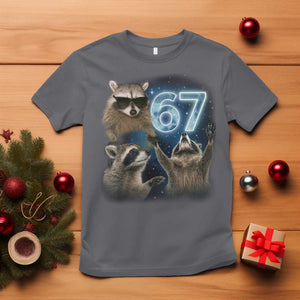 Funny 67 Raccoon Meme T Shirt Howling at The Moon Funny Six Seven Weird Cursed TS10 Charcoal Print Your Wear
