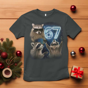 Funny 67 Raccoon Meme T Shirt Howling at The Moon Funny Six Seven Weird Cursed TS10 Dark Heather Print Your Wear