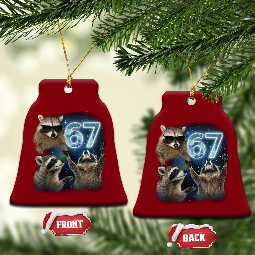 Funny 67 Raccoon Meme Ceramic Ornament Howling at The Moon Funny Six Seven Weird Cursed TS10 Print Your Wear