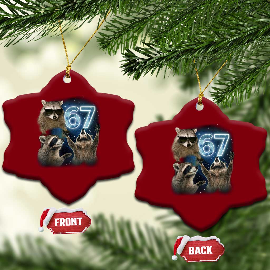 Funny 67 Raccoon Meme Ceramic Ornament Howling at The Moon Funny Six Seven Weird Cursed TS10 Print Your Wear