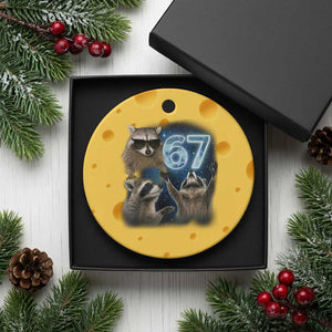 Funny 67 Raccoon Meme Ceramic Ornament Howling at The Moon Funny Six Seven Weird Cursed TS10 1pc Yellow Cheese Print Your Wear