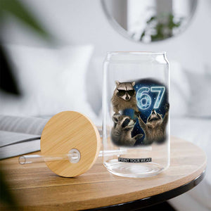 Funny 67 Raccoon Meme Glass Can Howling at The Moon Funny Six Seven Weird Cursed TS10 Print Your Wear