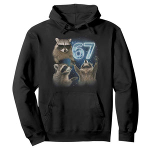 Funny 67 Raccoon Meme Hoodie Howling at The Moon Funny Six Seven Weird Cursed TS10 Black Print Your Wear