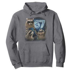 Funny 67 Raccoon Meme Hoodie Howling at The Moon Funny Six Seven Weird Cursed TS10 Charcoal Print Your Wear