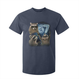 Funny 67 Raccoon Meme T Shirt For Kid Howling at The Moon Funny Six Seven Weird Cursed TS10 Navy Print Your Wear