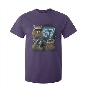 Funny 67 Raccoon Meme T Shirt For Kid Howling at The Moon Funny Six Seven Weird Cursed TS10 Purple Print Your Wear